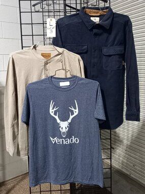 Men's Long Sleeve Fleece, Long Sleeve Flex Henley + Venado Graphic Tee | Large